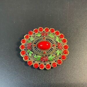Authentic Vintage Little Nemo oval Floral Christmas Brooch